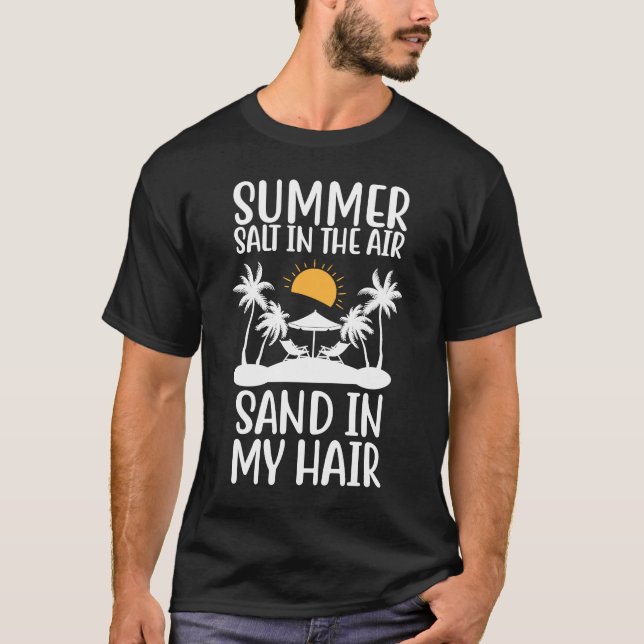 Camiseta Sal De Verão Na Areia Do Ar No Meu Cabelo Vaca (Frente)