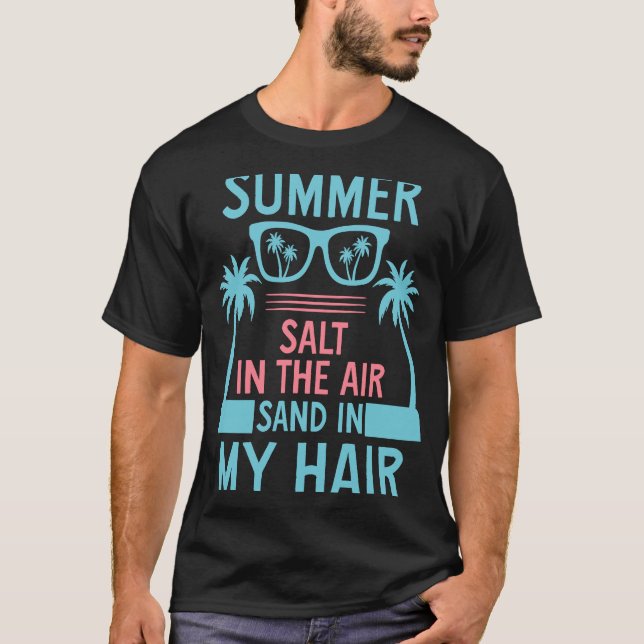 Camiseta Sal De Verão Na Areia Do Ar No Meu Cabelo Vaca (Frente)