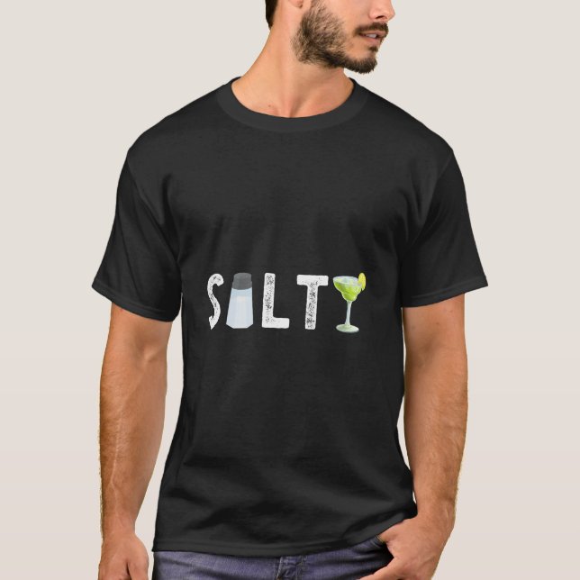 Camiseta Sal Shaker Margarita Bebendo Cocktails Salty Mam (Frente)