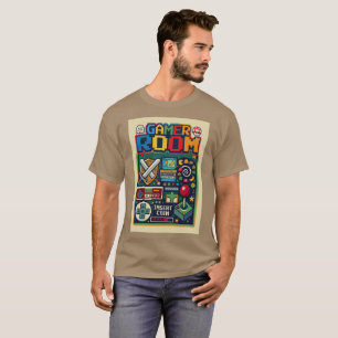 Camiseta Sala de Arcade Geek de Jogos Antigos em Pixel Art
