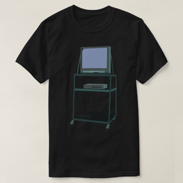 Camiseta Sala de aulas de TV e VCR 80 e 90 anos Engraçado E (Frente do Design)