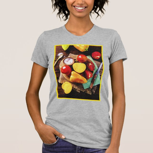 Camiseta "Salada caseira de legumes" Foto bonita. Compre ag (Frente)