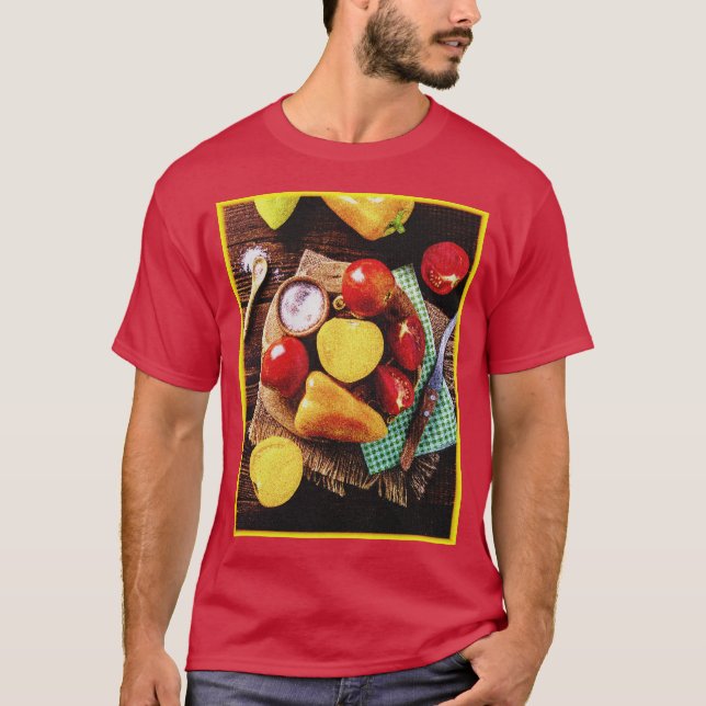 Camiseta "Salada caseira de legumes" Foto bonita. Compre ag (Frente)