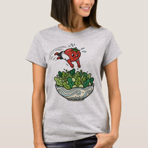 Camiseta Salada de Tomate Divertida Mergulho Alto Cartoon V