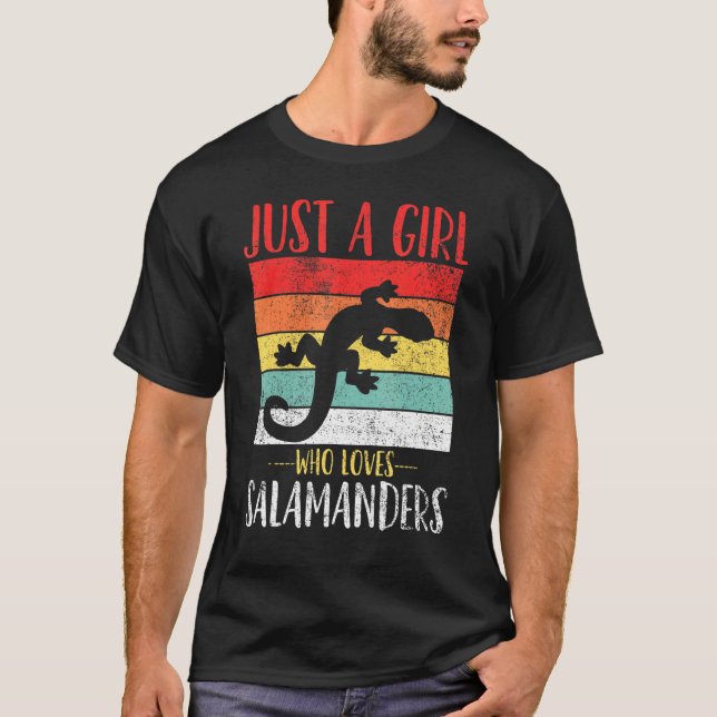 Camiseta Salamander É Uma Menina Que Ama Salamanders Vinta (Frente)