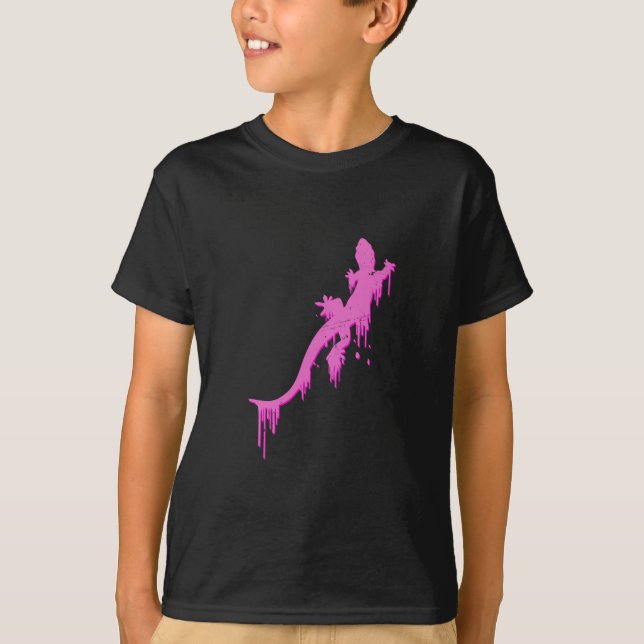 Camiseta Salamandra Rosa Angustiada Com Gotejamento De Tint (Frente)