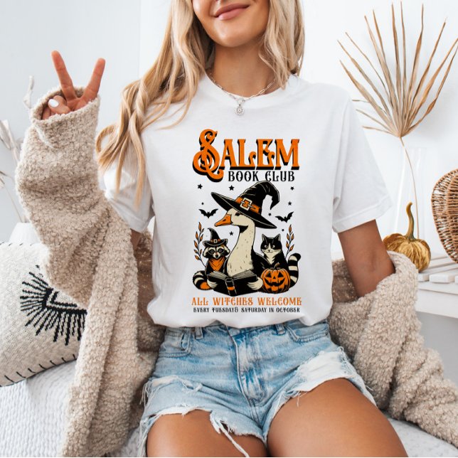 Camiseta SALEM Book Club Spooky Bookworm Animals Halloween (Criador carregado)