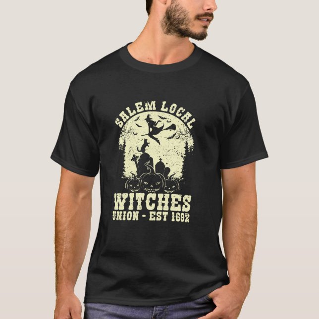 Camiseta Salem Local Witches Union Est 1692 Halloween Costu (Frente)