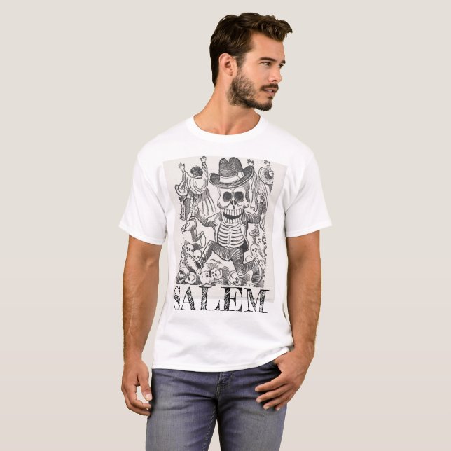 Camiseta Salem Massachusetts Occult Skull Tee, Men's (Frente Completa)