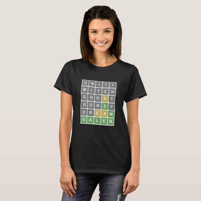 Camiseta Salem Massachusetts Wordle Puzzle   (Frente Completa)