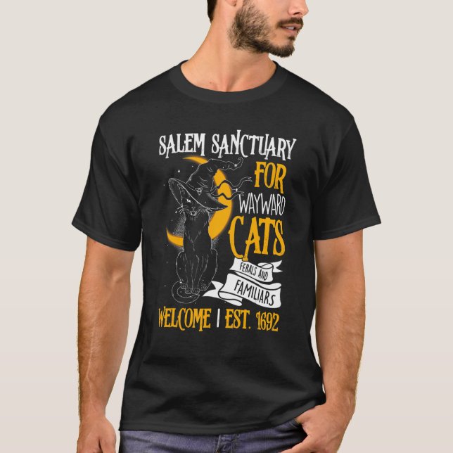 Camiseta Salem Sanctuary For Wayward Cats Ferals And Famili (Frente)