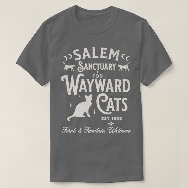 Camiseta Salem - Santuário para Wayward Cats Dark (Frente do Design)
