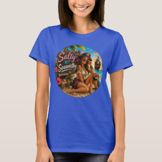 Camiseta Salgado Mas Navegável Pirata Divertido da Praia