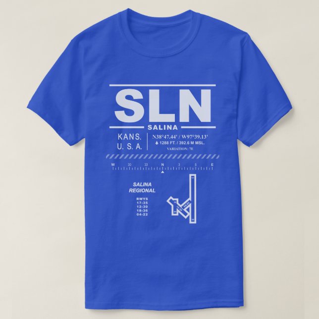Camiseta Salina Regional Airport SLN T Shirt (Frente do Design)