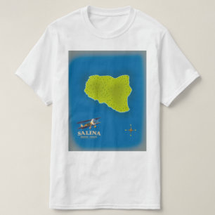 Camiseta Salina, Sicília mapa poster de viagem mapa