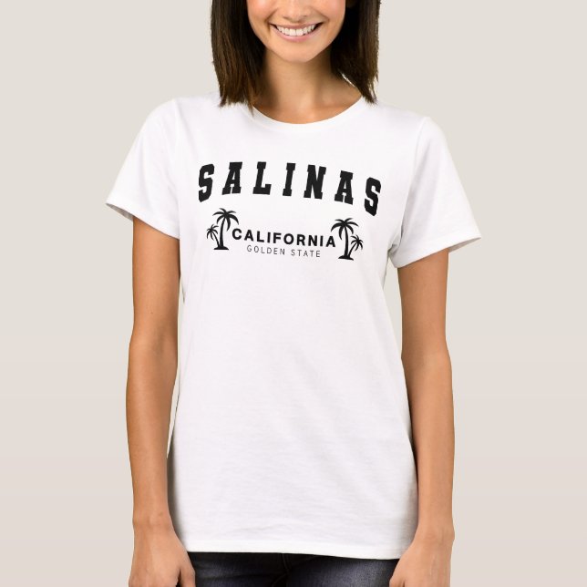 Camiseta Salinas brancas femininas, Califórnia (Frente)