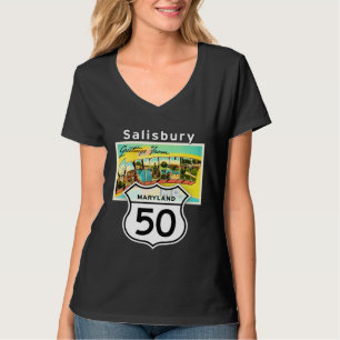Camiseta Salisbury Maryland MD EUA 50 Grande Carta de Viage