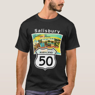 Camiseta Salisbury Maryland MD US 50 Large Letter Viagem Po
