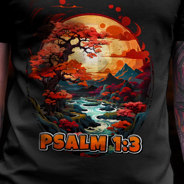 Camiseta Salm Verso da bíblia 1:3 (Psalm 1:3)
