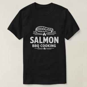 Camiseta Salmão Churrasco Cozinhando Grelha de Frutos do Ma