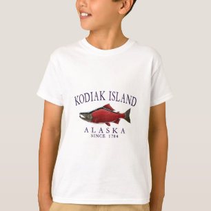 Camiseta Salmão de Kodiak Island Alasca Desde 1784 Ameixa A