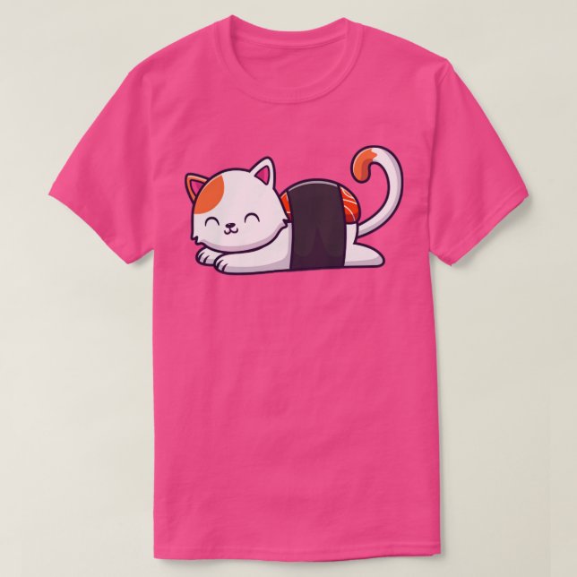 Camiseta Salmão de Sushi de Gato Cinto (Frente do Design)