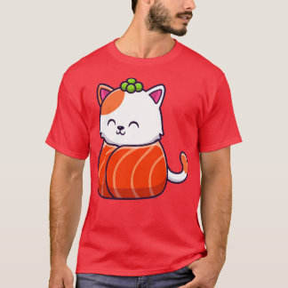 Camiseta Salmão de Sushi de Gato Cinto 3