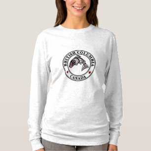 Camiseta Salmão do Vetor Gráfico Vermelho Nativo American