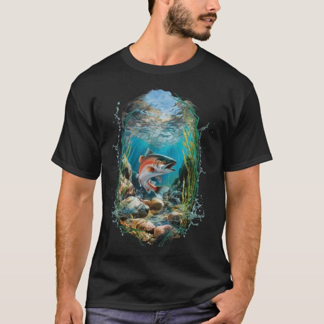 Camiseta Salmão Pesca Em Teto (Frente)