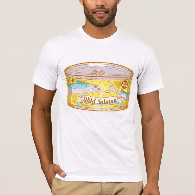 Camiseta Salmão selvagem numa lata (Frente)