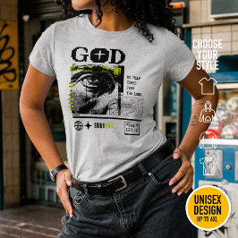 Camiseta Salmo 121:2 Neon Lima Olho de Deus Arte CRT Glitch