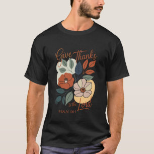 Camiseta Salmo 1361 Floral de Agradecimento Cristão Versícu