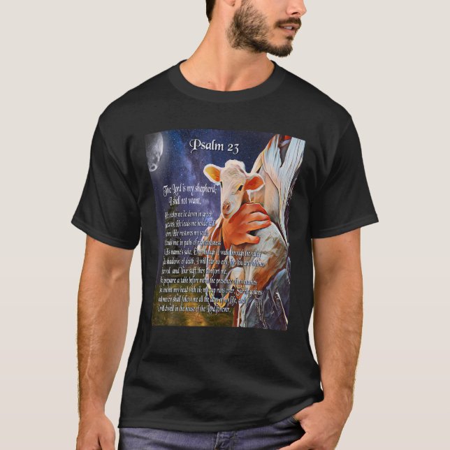 Camiseta Salmo 23 Escritura Cristã O Senhor É Minha Shephe (Frente)