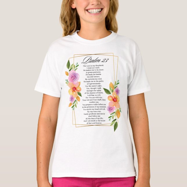 Camiseta Salmo 23 Quadro Floral Geométrico (Frente)