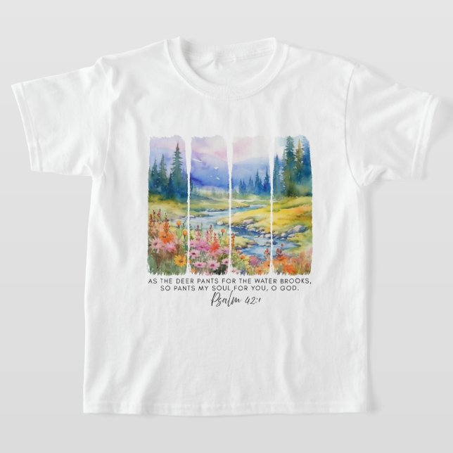 Camiseta Salmo 42:1 Como o Deer Nature Brushstrokes (Postura )