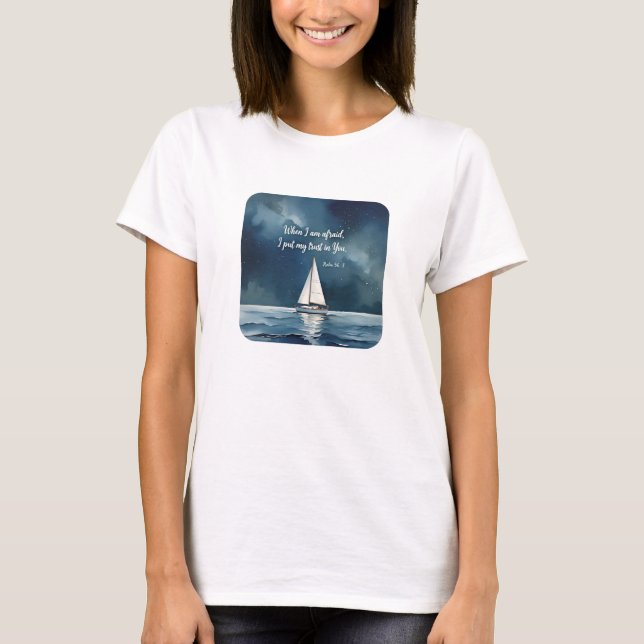 Camiseta Salmo 56:3 Quando tenho medo, confio em Ti, fé  (Frente)