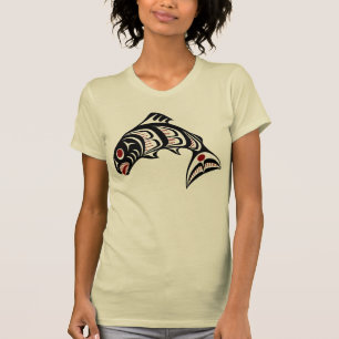 Camiseta Salmões noroestes da arte do Haida da Costa do