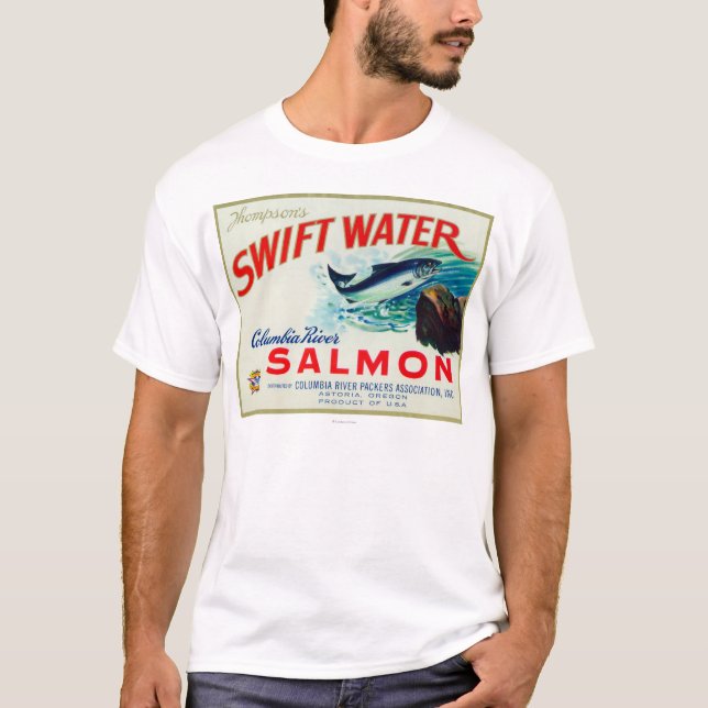 Camiseta Salmões rápidos da água de Astoria, Oregon - de (Frente)