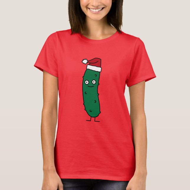 Camiseta Salmoura de aneto do Natal que veste um chapéu do (Frente)