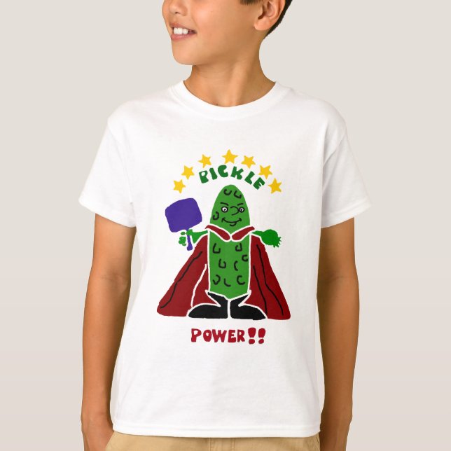 Camiseta Salmoura engraçada do super-herói de Pickleball (Frente)