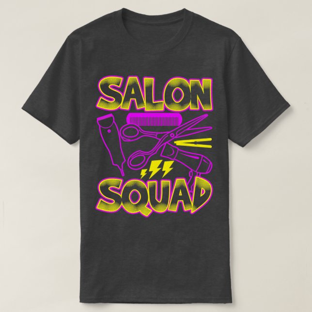 Camiseta Salon Squad Engraçado Curativo Clássico de Cabelo (Frente do Design)
