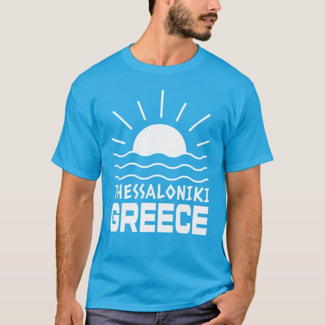 Camiseta Salónica, Grécia do Sol e Mar Teal (Frente)