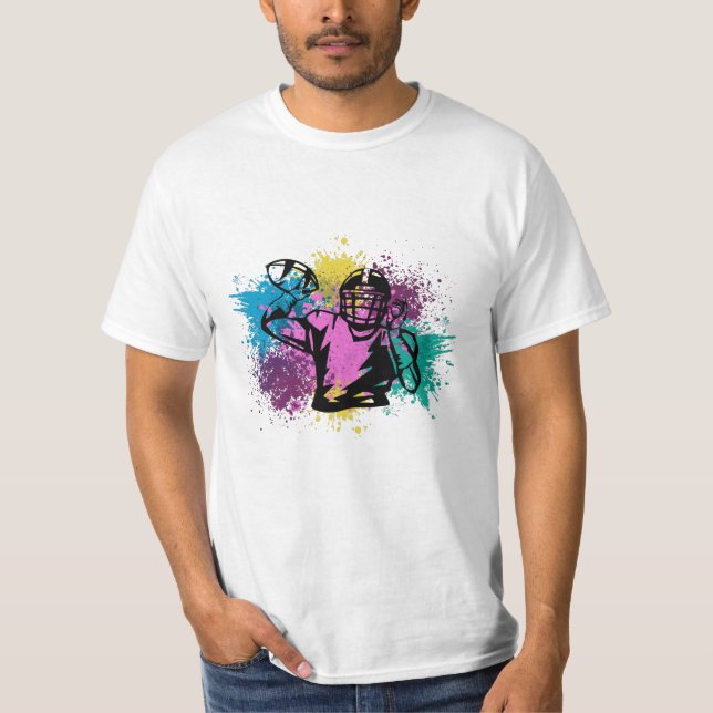 Camiseta Salpicos de Cores de Futebol Americano Grunge (Frente)