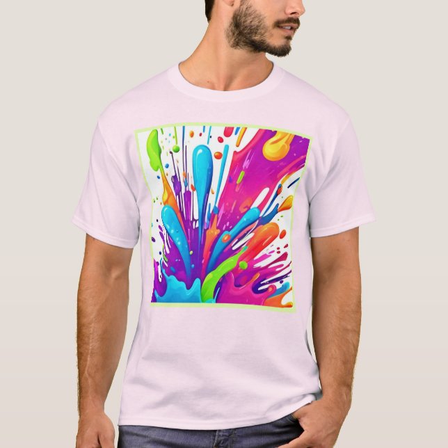 Camiseta Salpicos de Tinta Líquida Colorida (Frente)