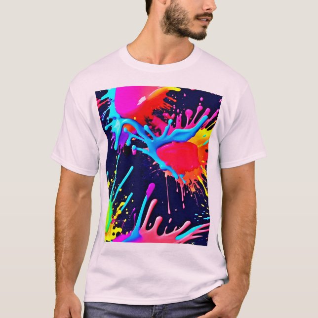Camiseta Salpicos Elétricos de Cores Vibrantes (Frente)