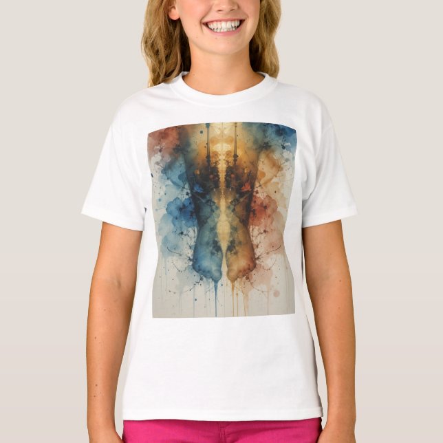 Camiseta Salpicos, vibrações de pintura, (Frente)