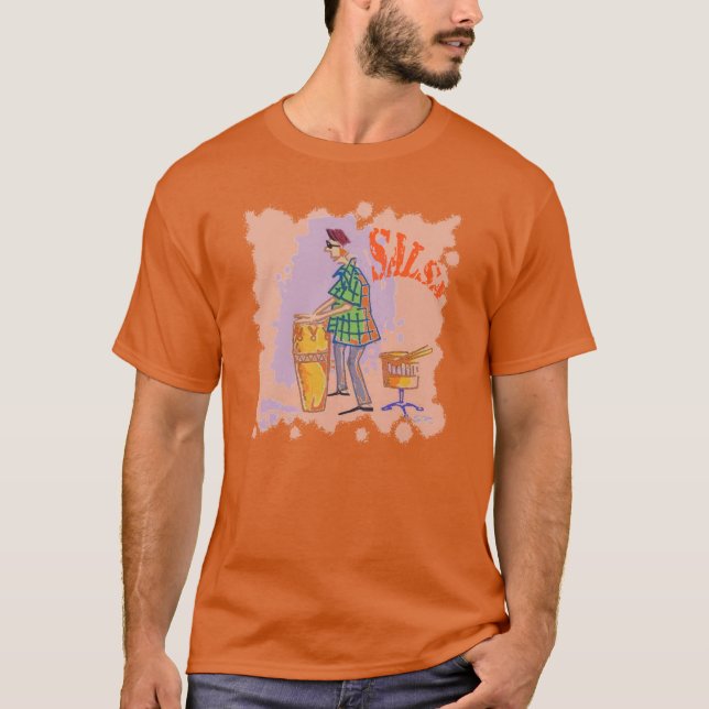 Camiseta Salsa Drummer masculina T-shirt laranja (Frente)