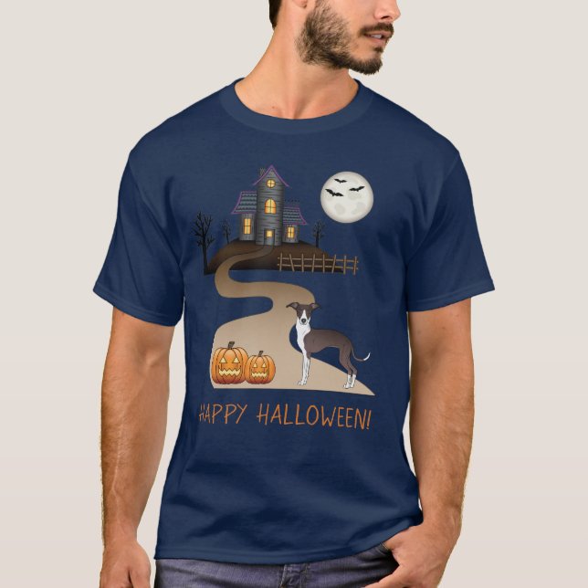 Camiseta Salsa E Gota Branca E Casa Assombrada Ao Halloween (Frente)