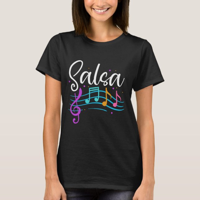 Camiseta Salsa Musical Notes Latino Music Dance (Frente)