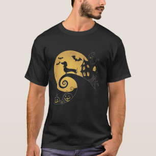 Camiseta Salsicha de Luar do Dia das Bruxas Dachshund Weeni